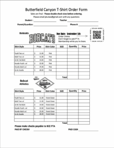 Shirt Order Form 
