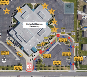 loading and unloading zones, school pick up - drop off